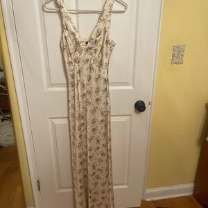 Aqua Cream Floral Maxi Dress